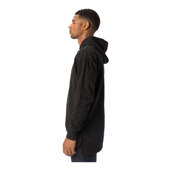 Zanerobe mens Black Flintlock Elongated Split Side Slit Oversized Hoodie US S - Picture 3 of 14